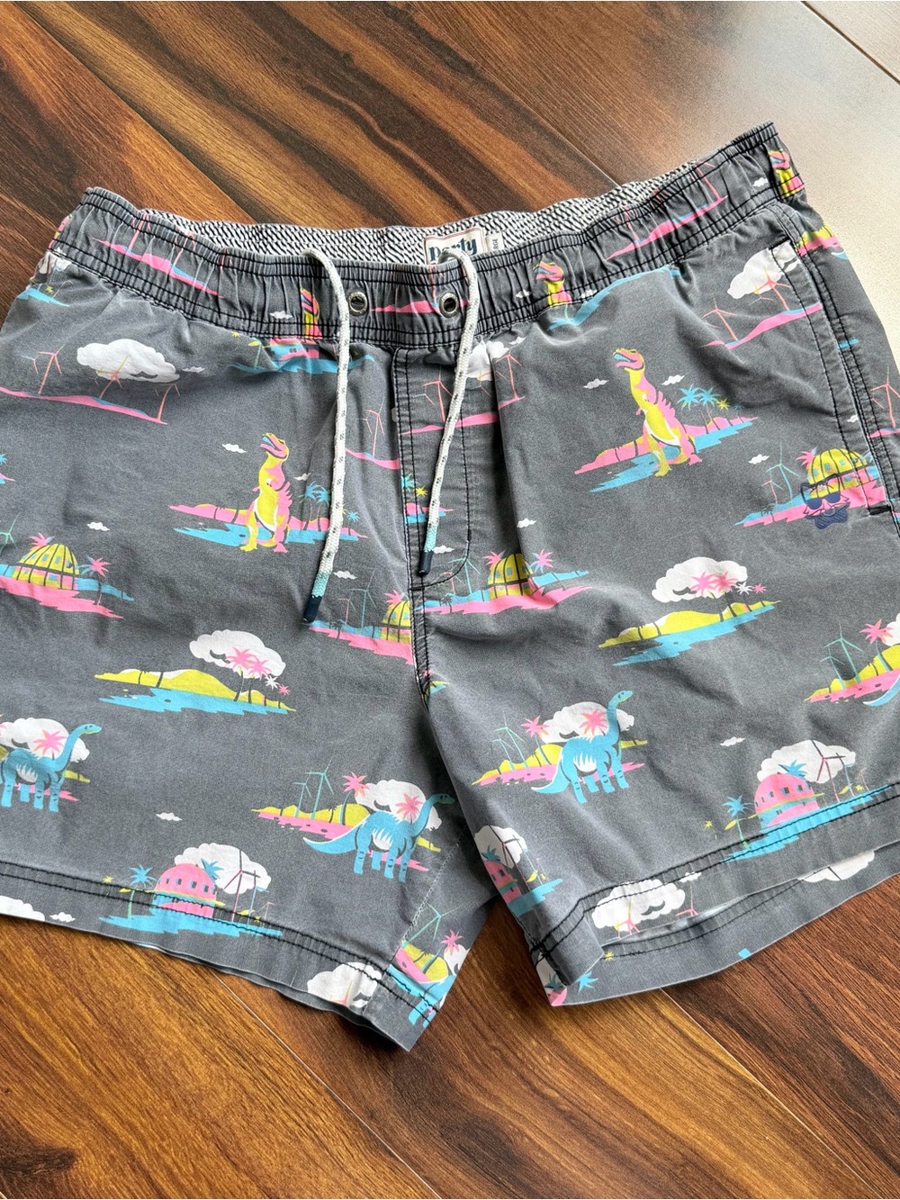 Party Pants Unlined Mens Shorts Dinosaur XL Faded